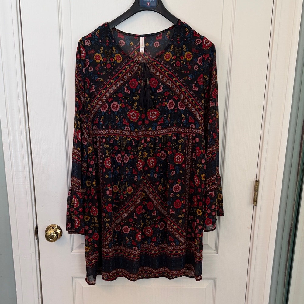 Xhilaration Red and Yellow Boho Top